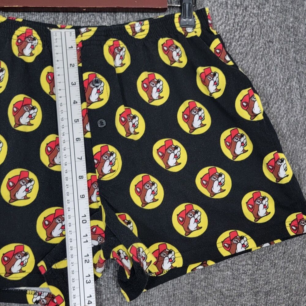 Buc-ees Lounge Sleep Wear Shorts Mens M Black Beaver All Over Print Boxer Style - Picture 3 of 8